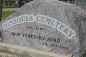 Cemetery rock entrance sign