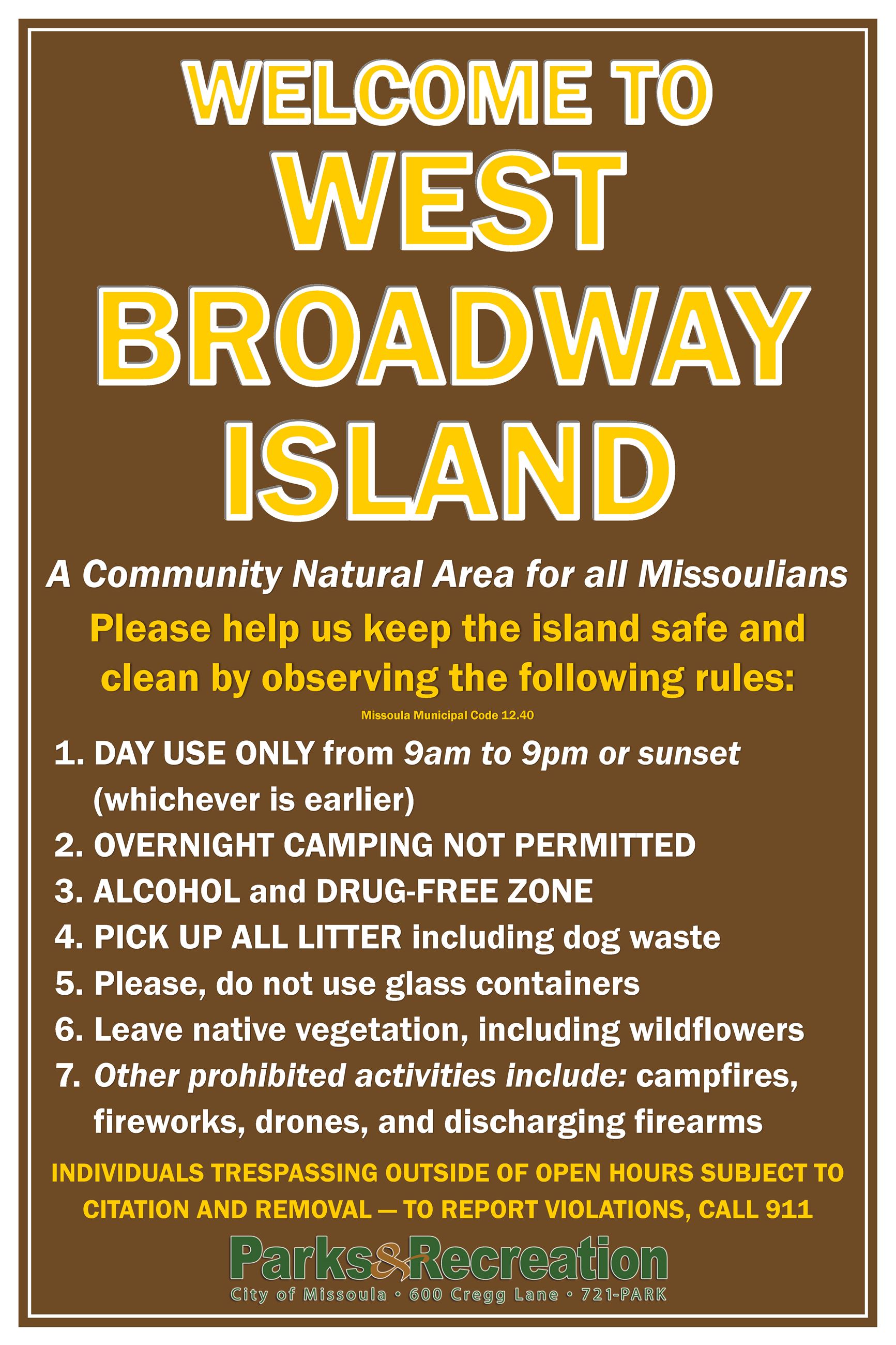 West Broadway Island Rules page 1
